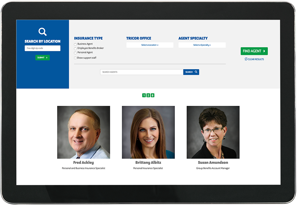 several agents as they are shown on tricor-insurance.com